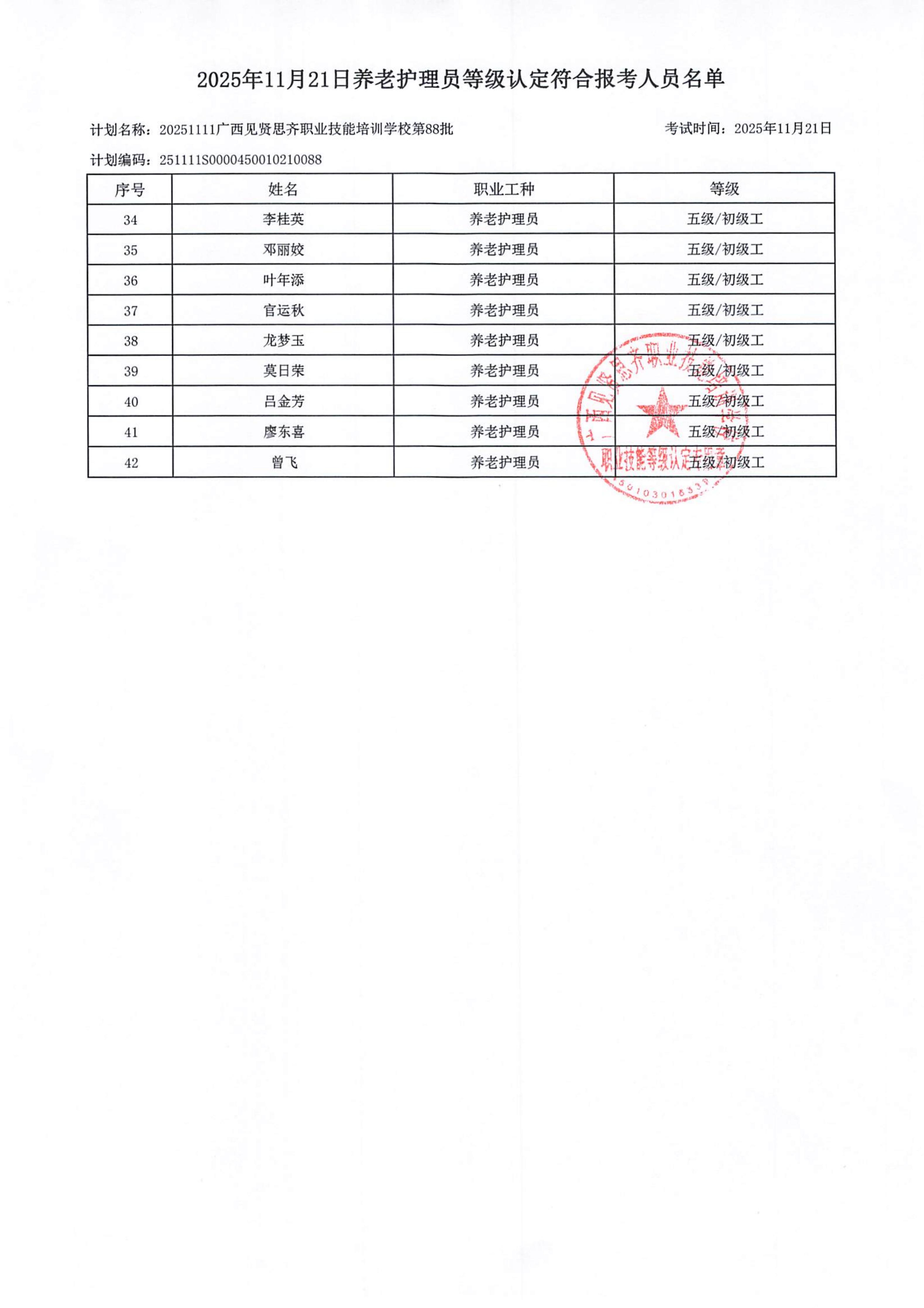 2025年11月11日关于武金花等42人符合报考养老护理员职业技能等级认定的公示_03.jpg